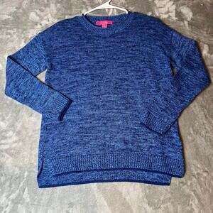 Lilly Pulitzer Blue Crew Neck Pullover Marled Knit Sweater Size S